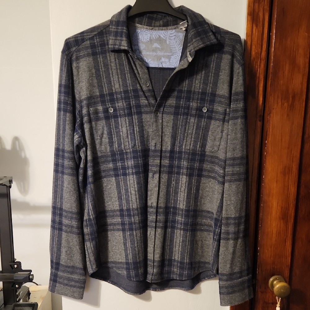 Tommy Bahama Gray Blue and Black Shirt